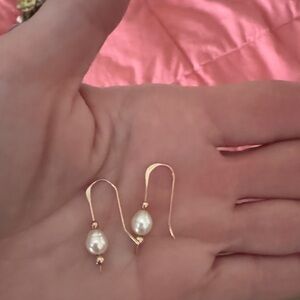Elegant Gold Pearl Drop Earrings